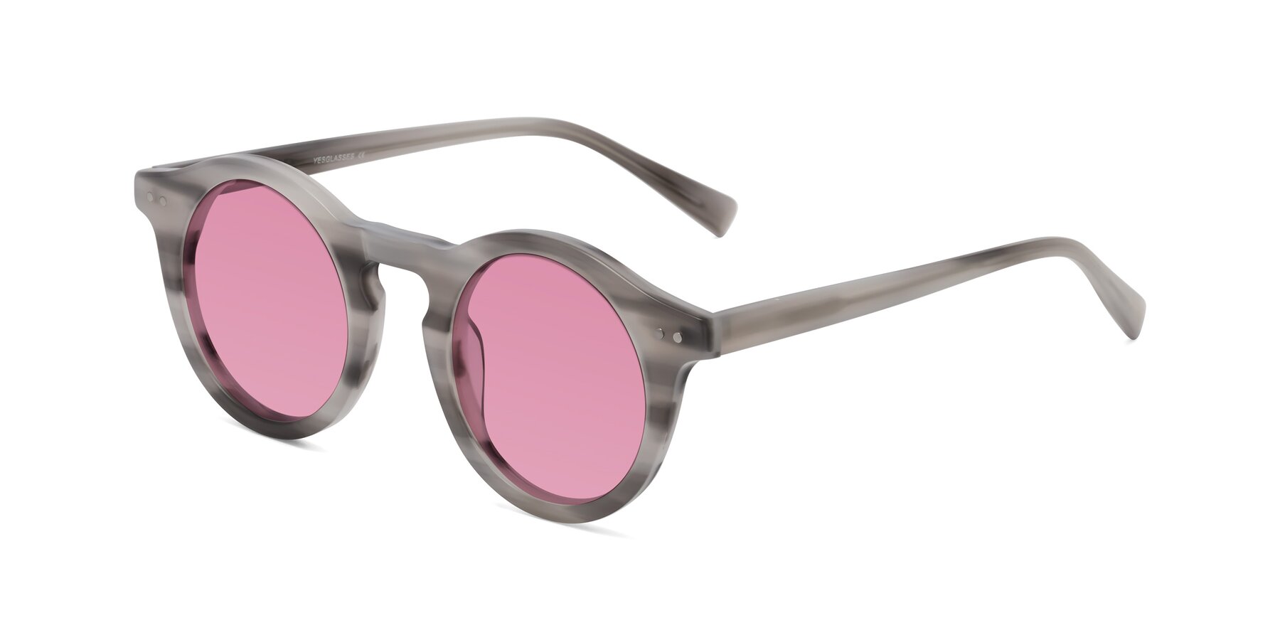 Angle of Baybe in Gray Striped with Medium Wine Tinted Lenses