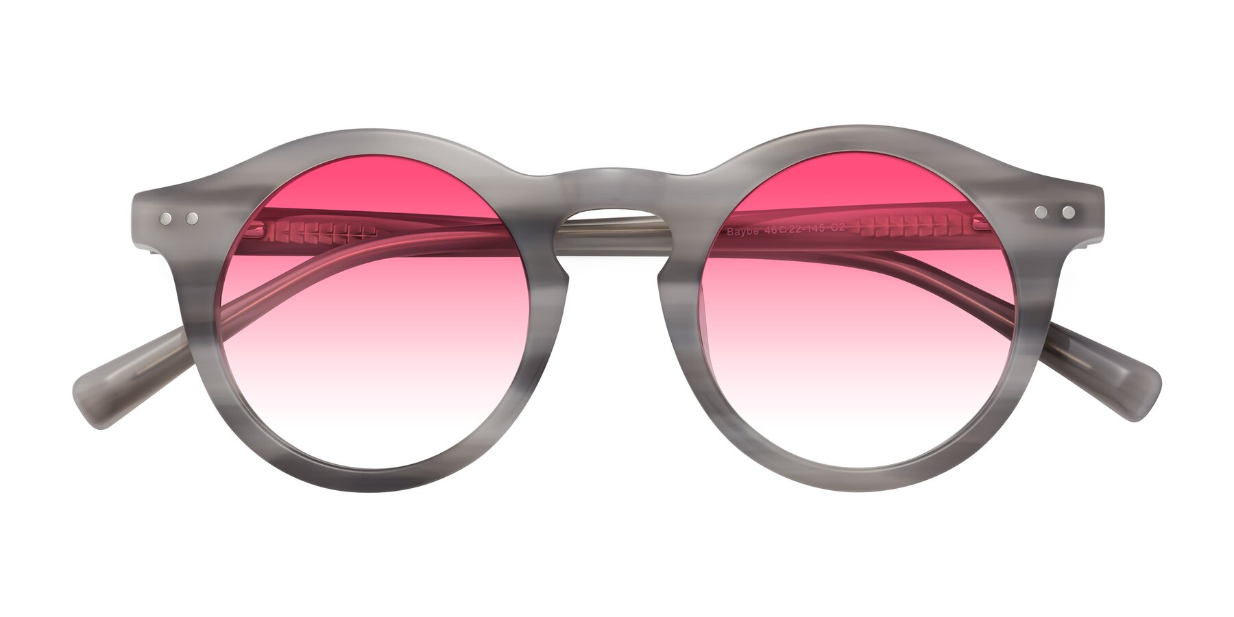 Folded Front of Baybe in Gray Striped with Pink Gradient Lenses