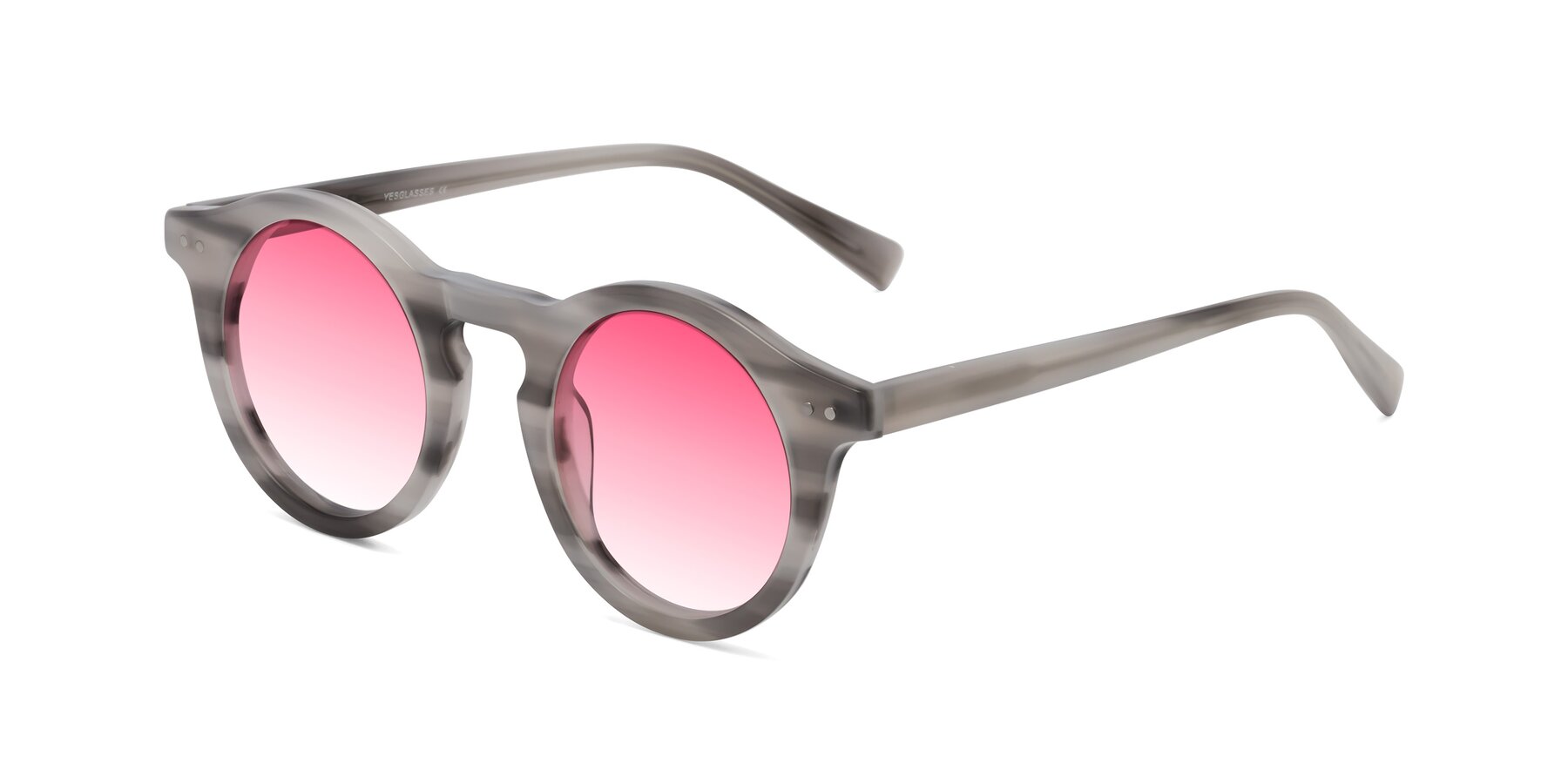 Angle of Baybe in Gray Striped with Pink Gradient Lenses