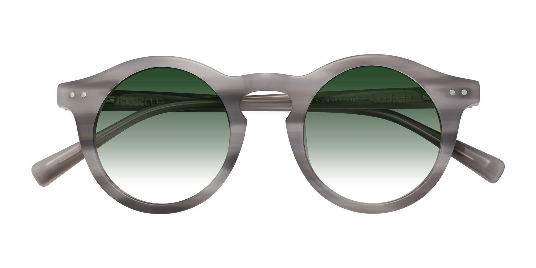 Folded Front of Baybe in Gray Striped with Green Gradient Lenses