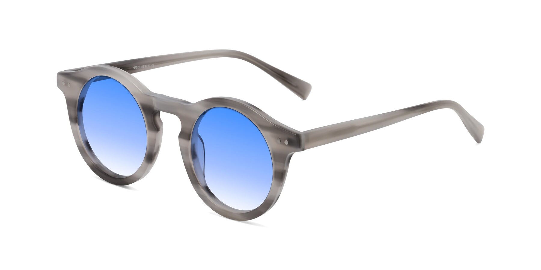 Angle of Baybe in Gray Striped with Blue Gradient Lenses