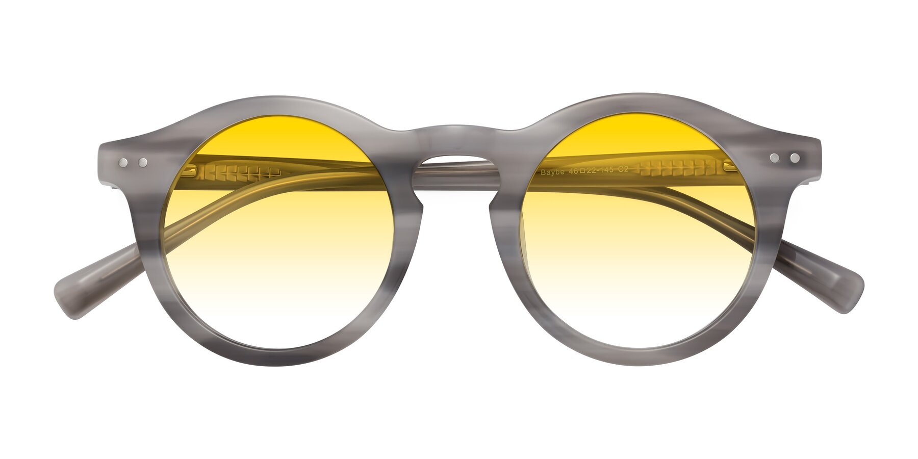 Folded Front of Baybe in Gray Striped with Yellow Gradient Lenses