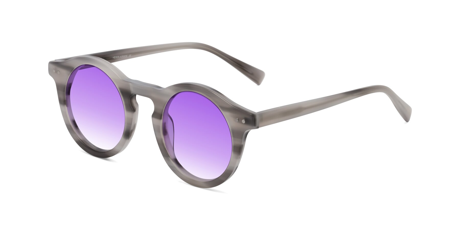 Angle of Baybe in Gray Striped with Purple Gradient Lenses