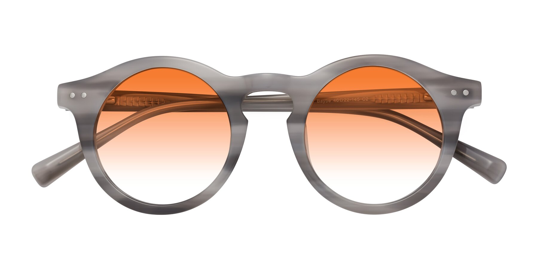 Folded Front of Baybe in Gray Striped with Orange Gradient Lenses