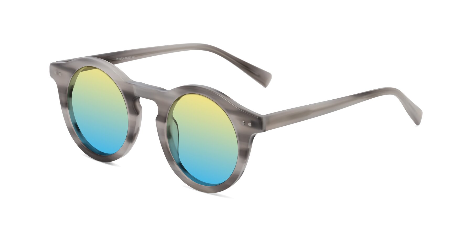 Angle of Baybe in Gray Striped with Yellow / Blue Gradient Lenses