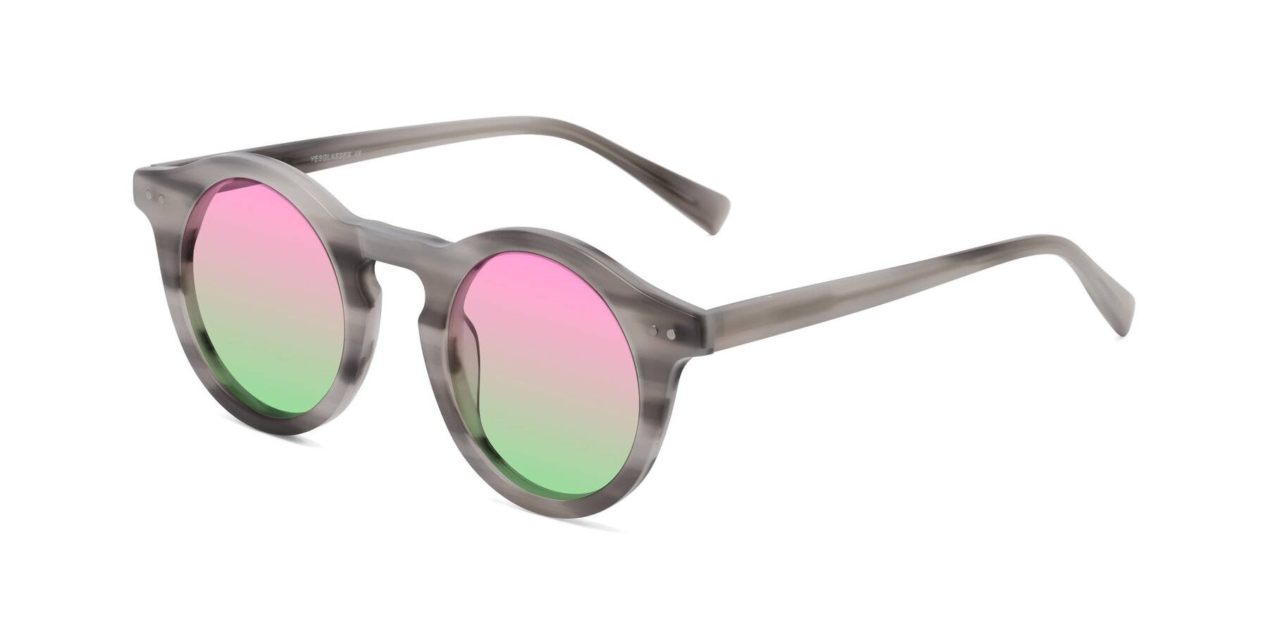 Angle of Baybe in Gray Striped with Pink / Green Gradient Lenses