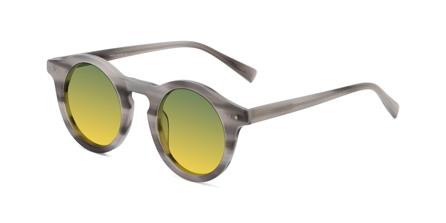 Angle of Baybe in Gray Striped with Green / Yellow Gradient Lenses