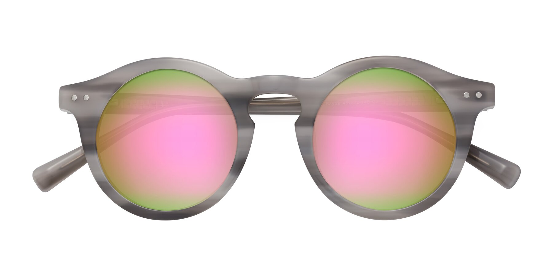 Folded Front of Baybe in Gray Striped with Pink Mirrored Lenses