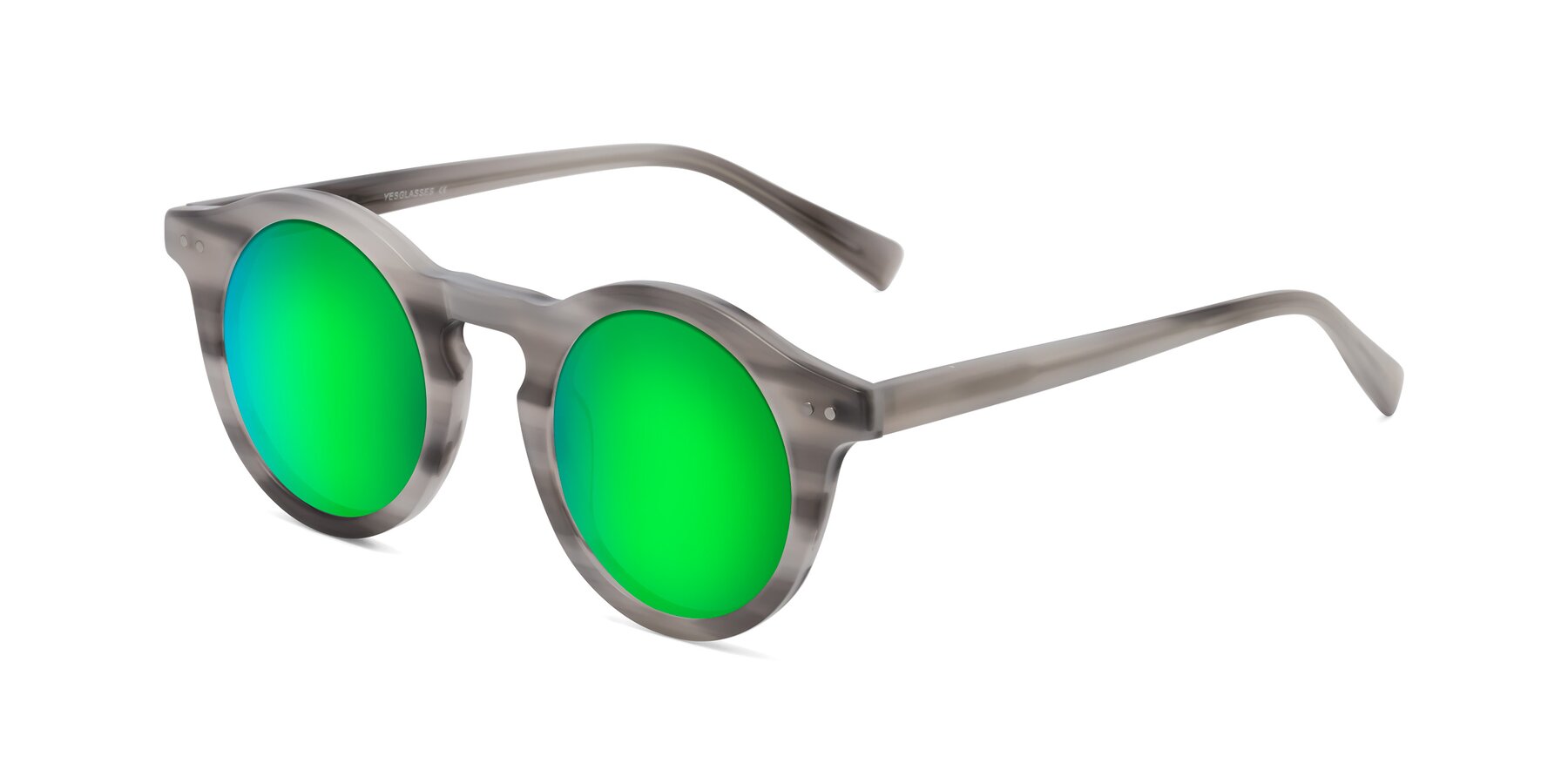 Angle of Baybe in Gray Striped with Green Mirrored Lenses