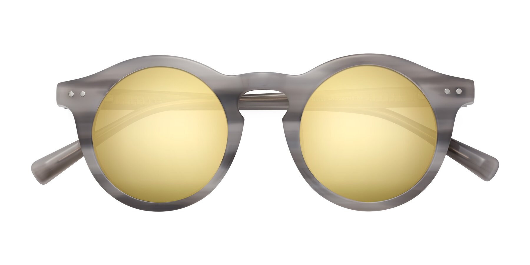 Folded Front of Baybe in Gray Striped with Gold Mirrored Lenses