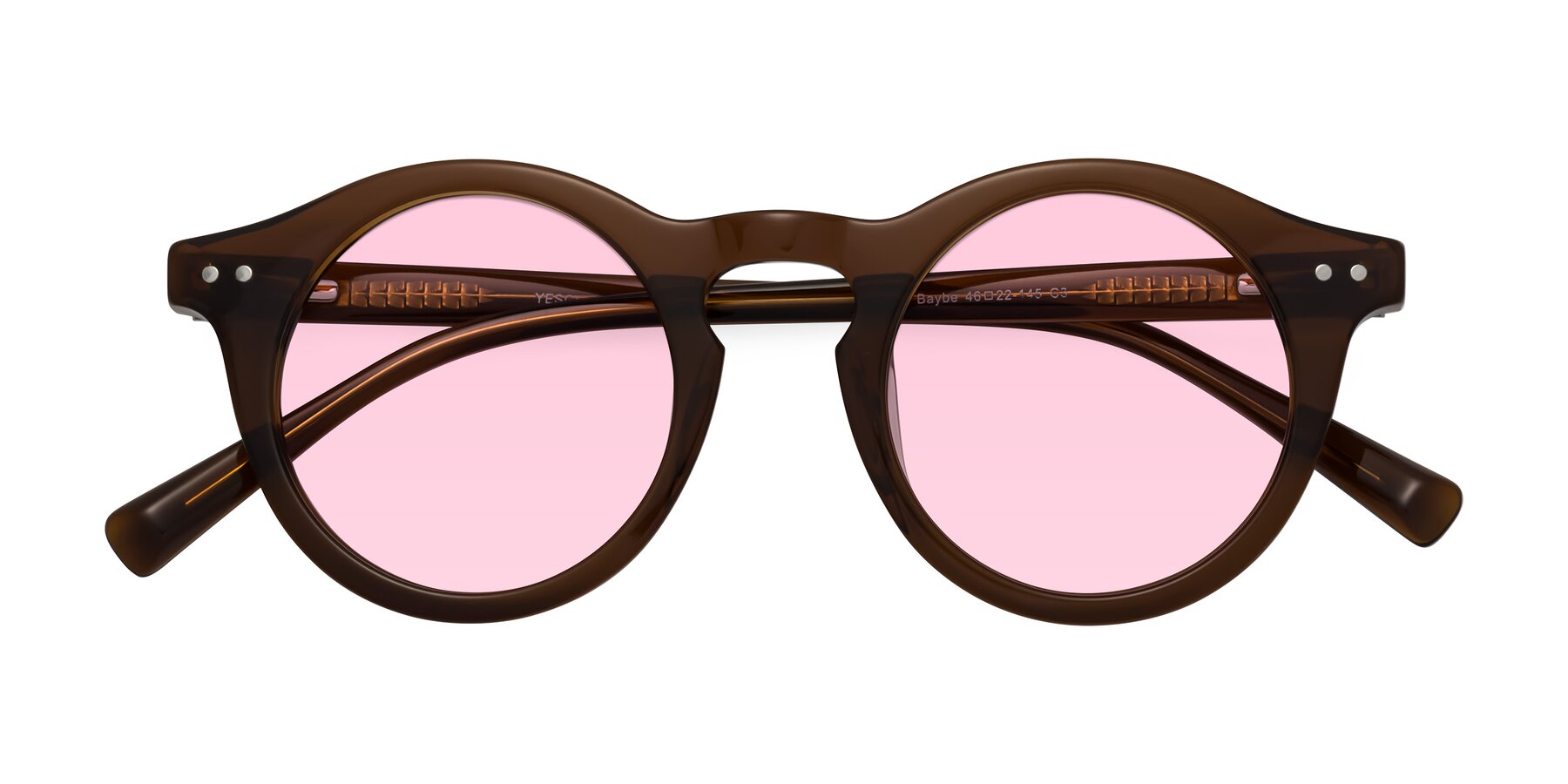 Folded Front of Baybe in Brown with Light Pink Tinted Lenses