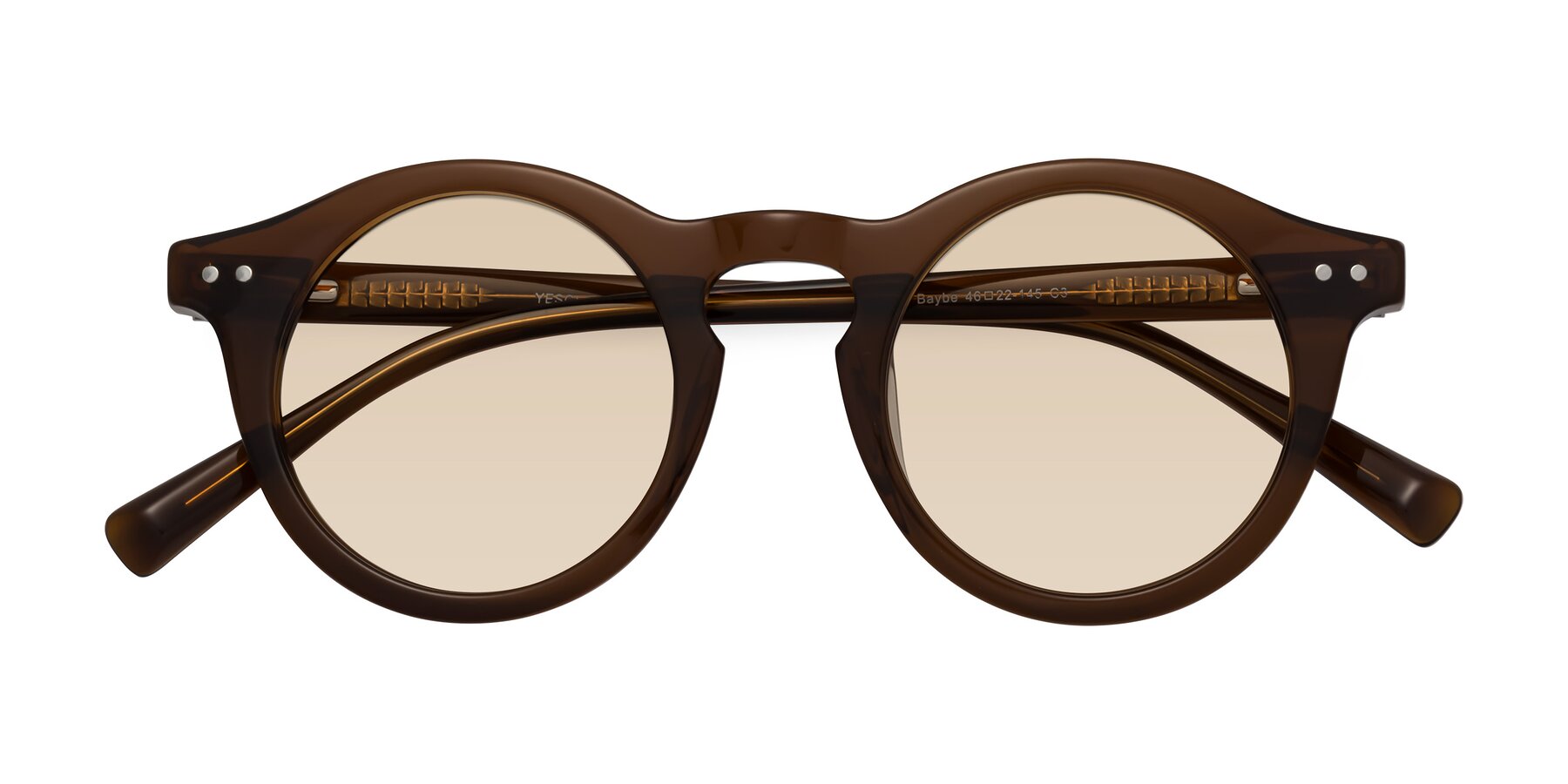 Folded Front of Baybe in Brown with Light Brown Tinted Lenses