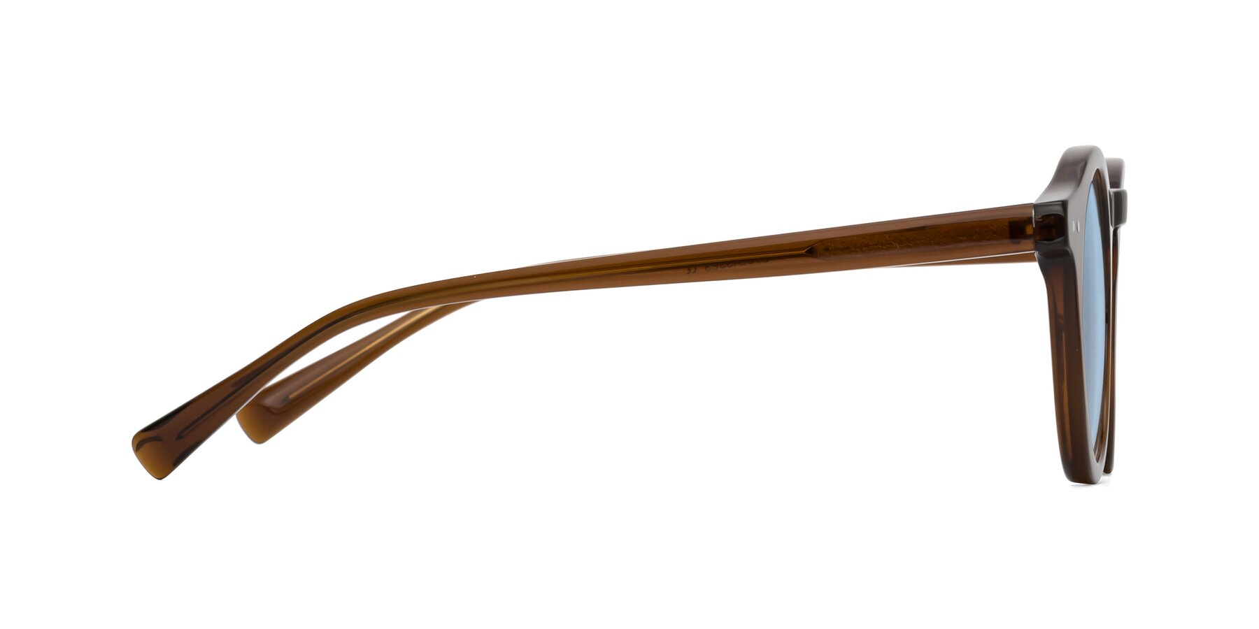 Side of Baybe in Brown with Light Blue Tinted Lenses