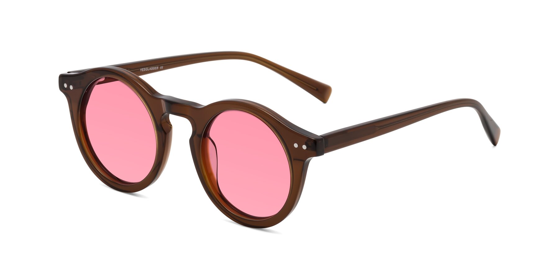 Angle of Baybe in Brown with Pink Tinted Lenses