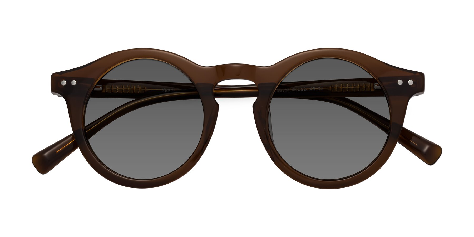 Folded Front of Baybe in Brown with Medium Gray Tinted Lenses