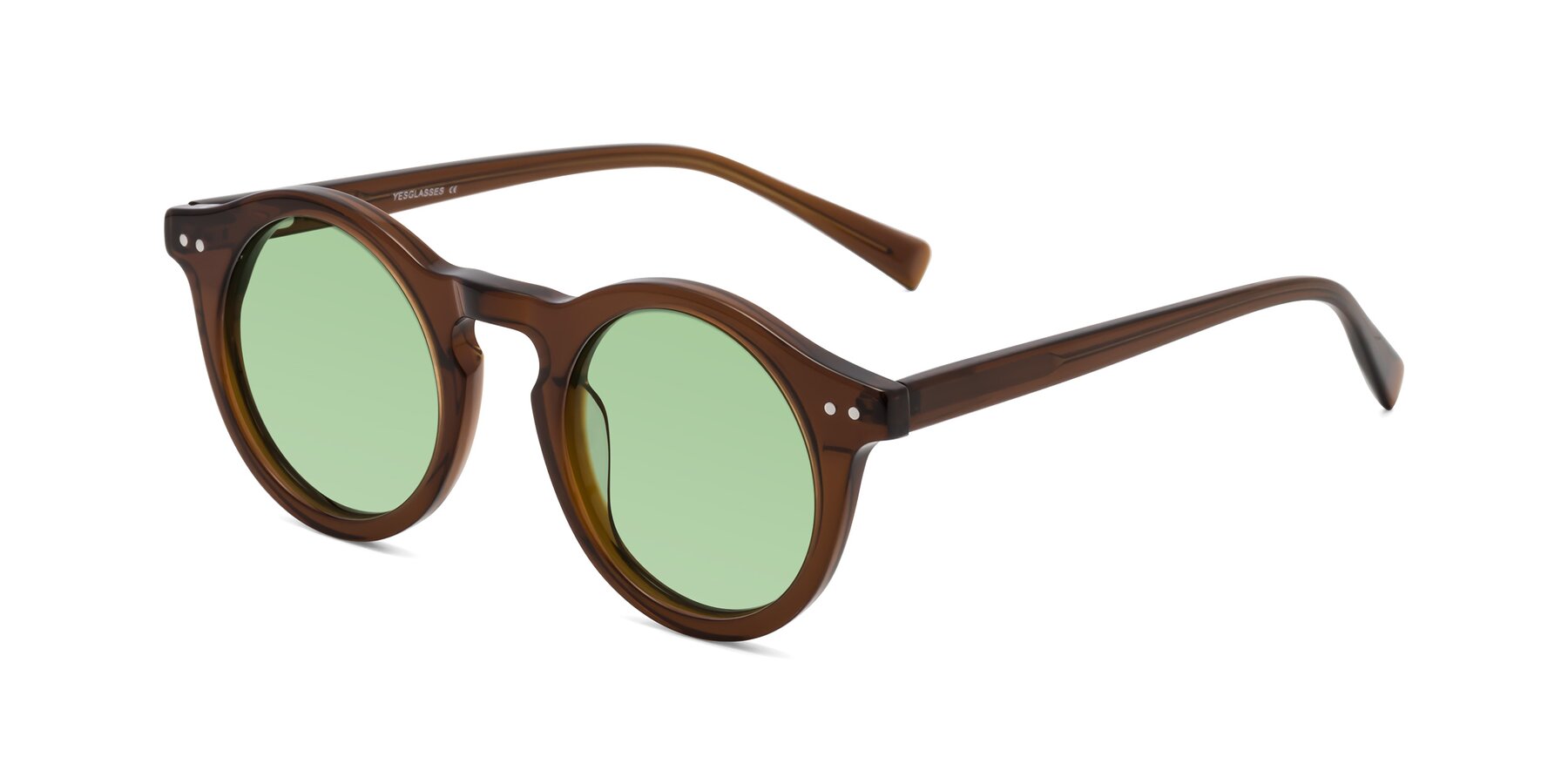 Angle of Baybe in Brown with Medium Green Tinted Lenses