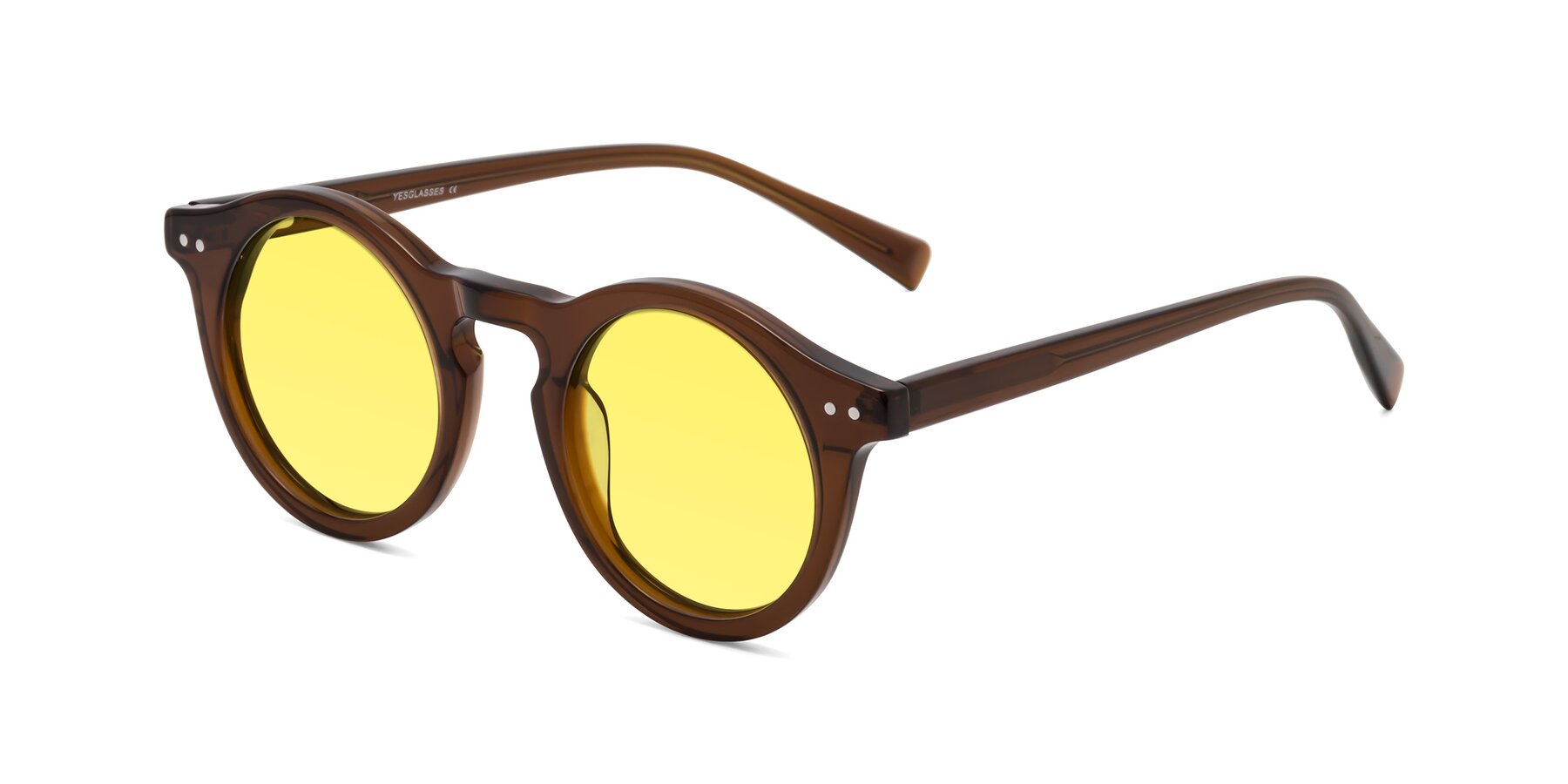 Angle of Baybe in Brown with Medium Yellow Tinted Lenses