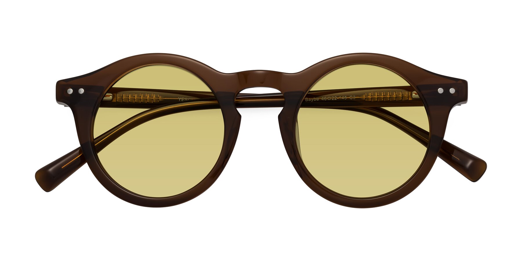 Folded Front of Baybe in Brown with Medium Champagne Tinted Lenses