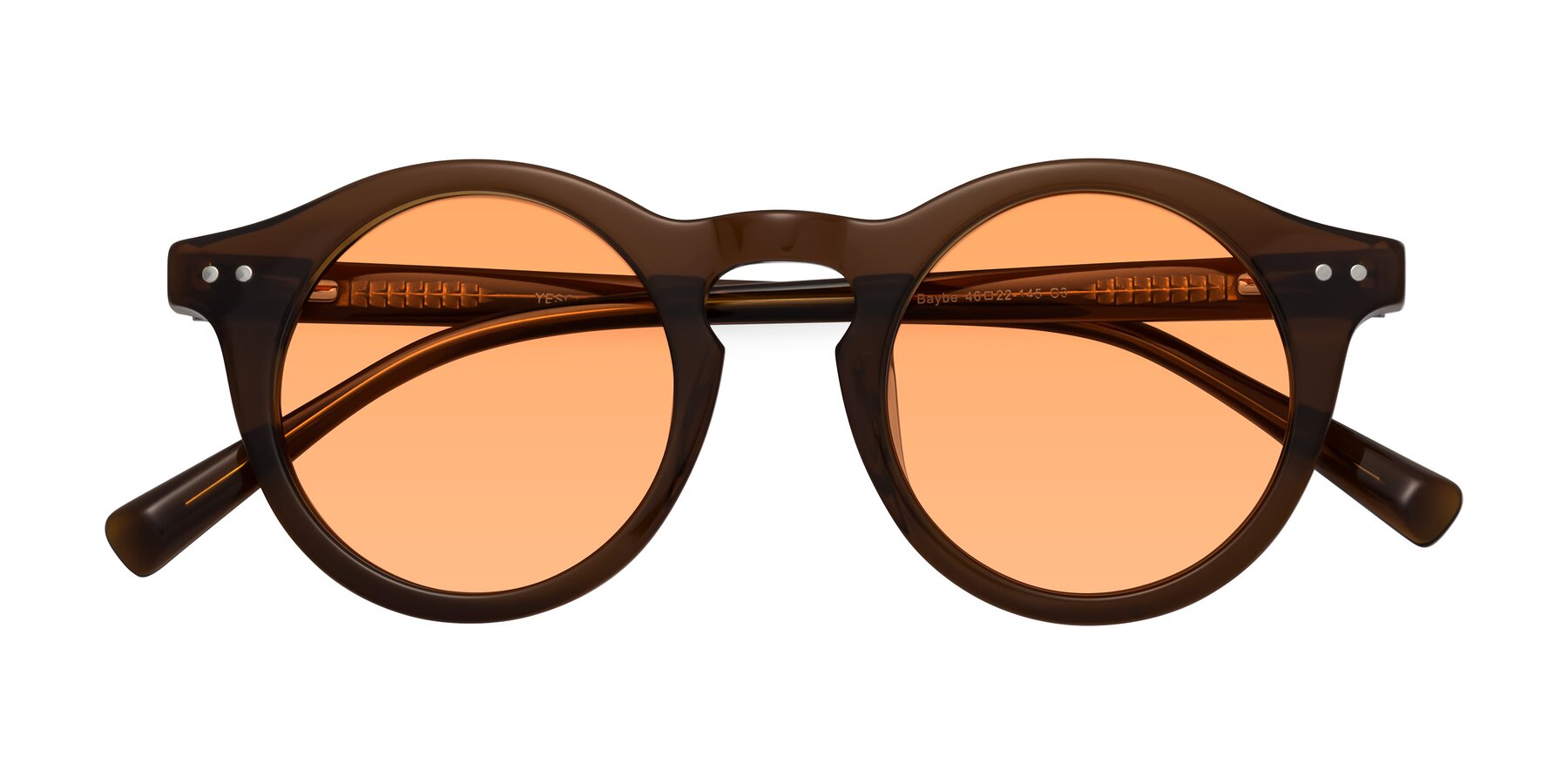 Folded Front of Baybe in Brown with Medium Orange Tinted Lenses