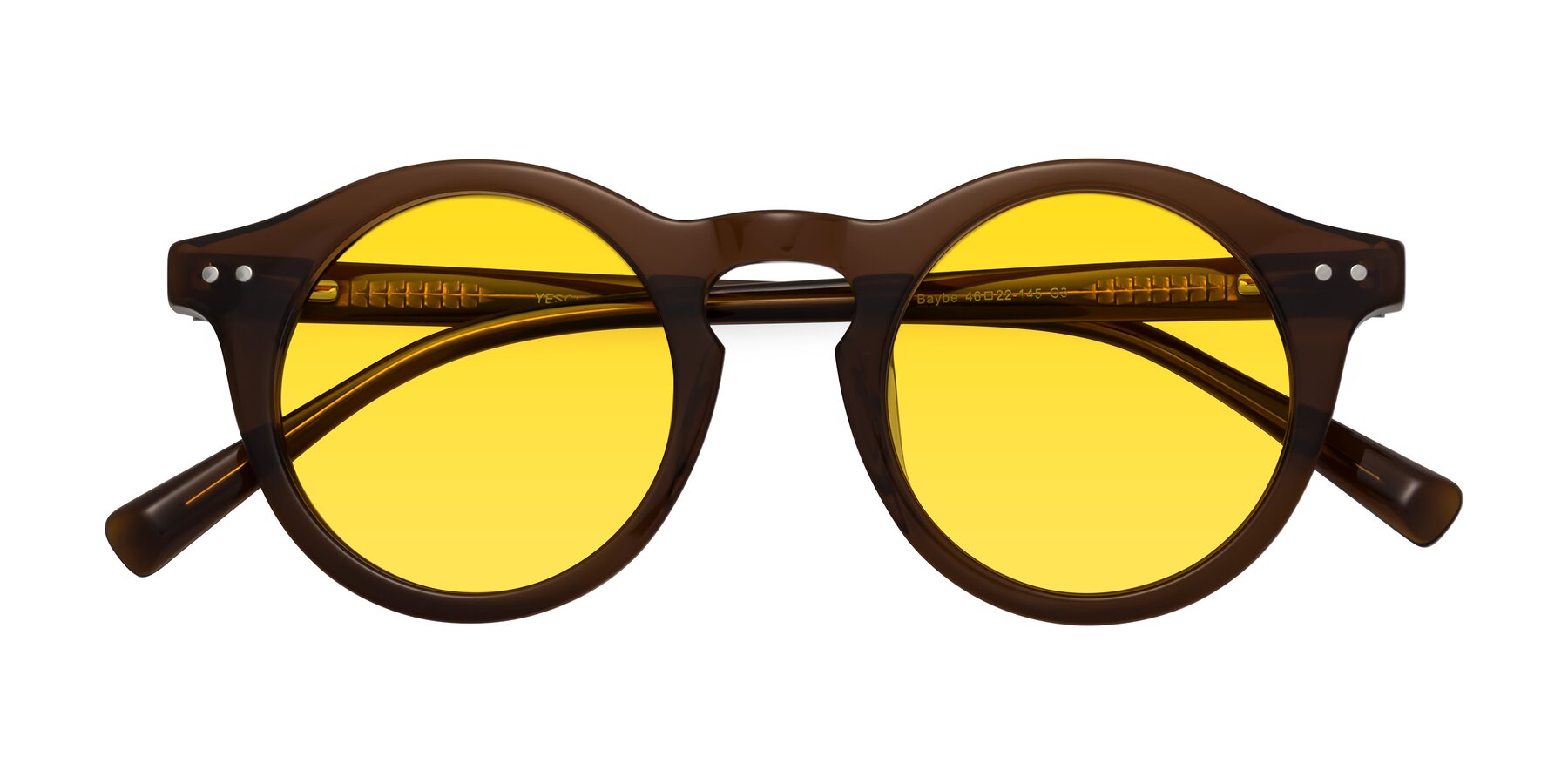 Folded Front of Baybe in Brown with Yellow Tinted Lenses