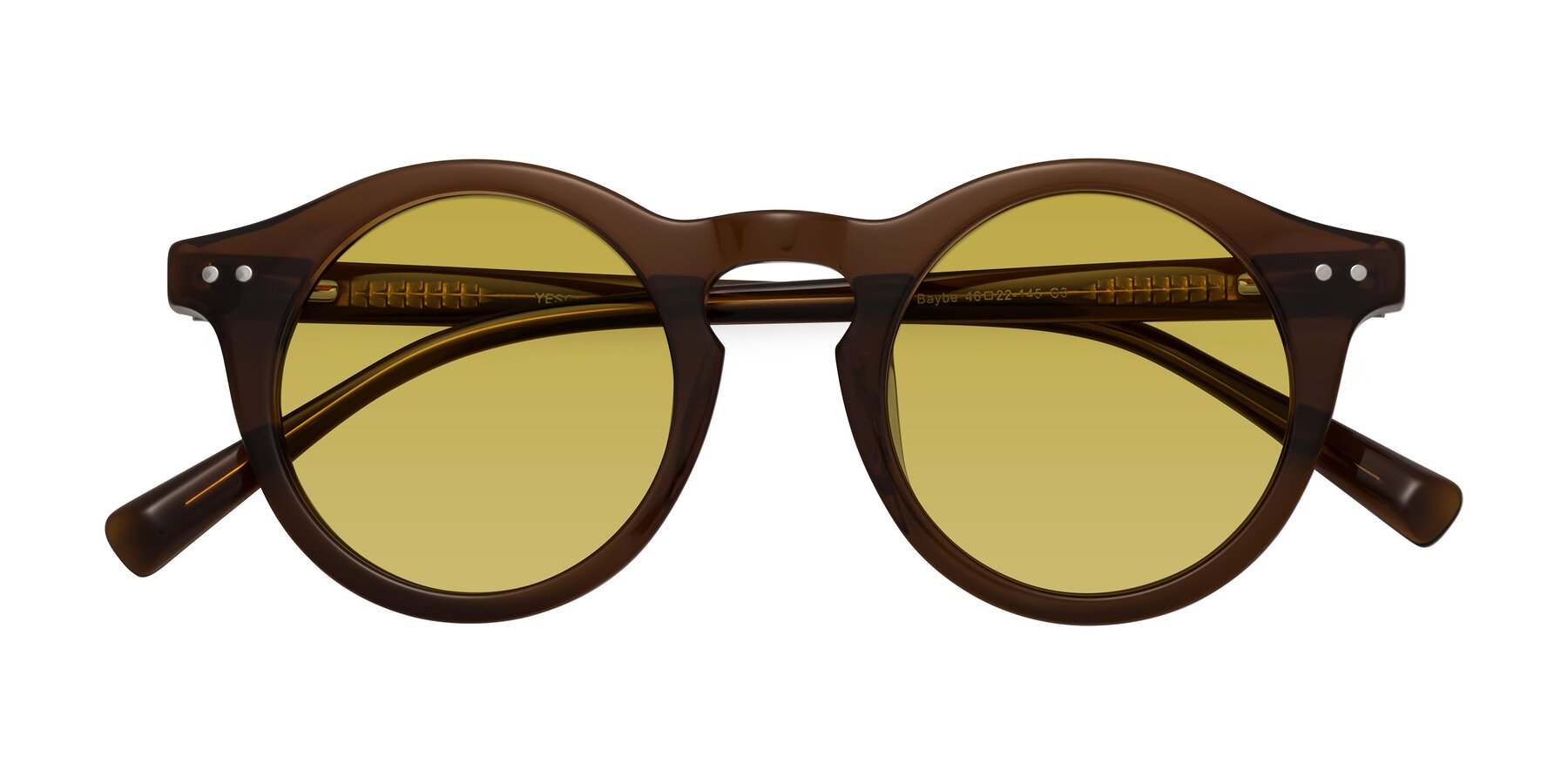 Folded Front of Baybe in Brown with Champagne Tinted Lenses