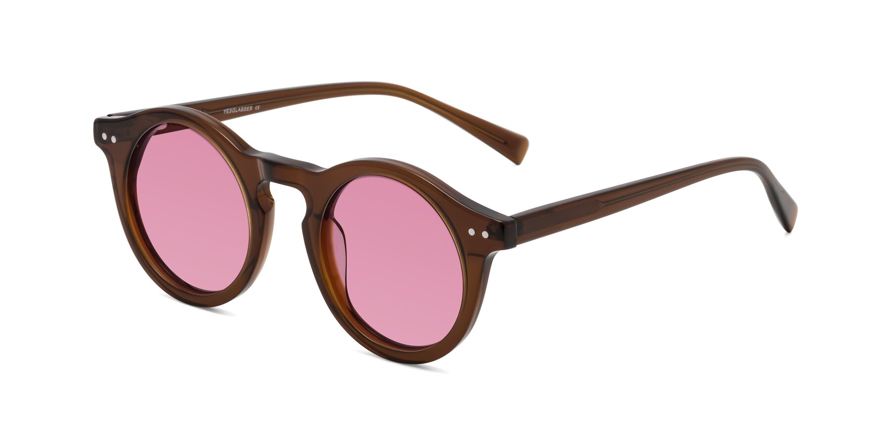 Angle of Baybe in Brown with Medium Wine Tinted Lenses