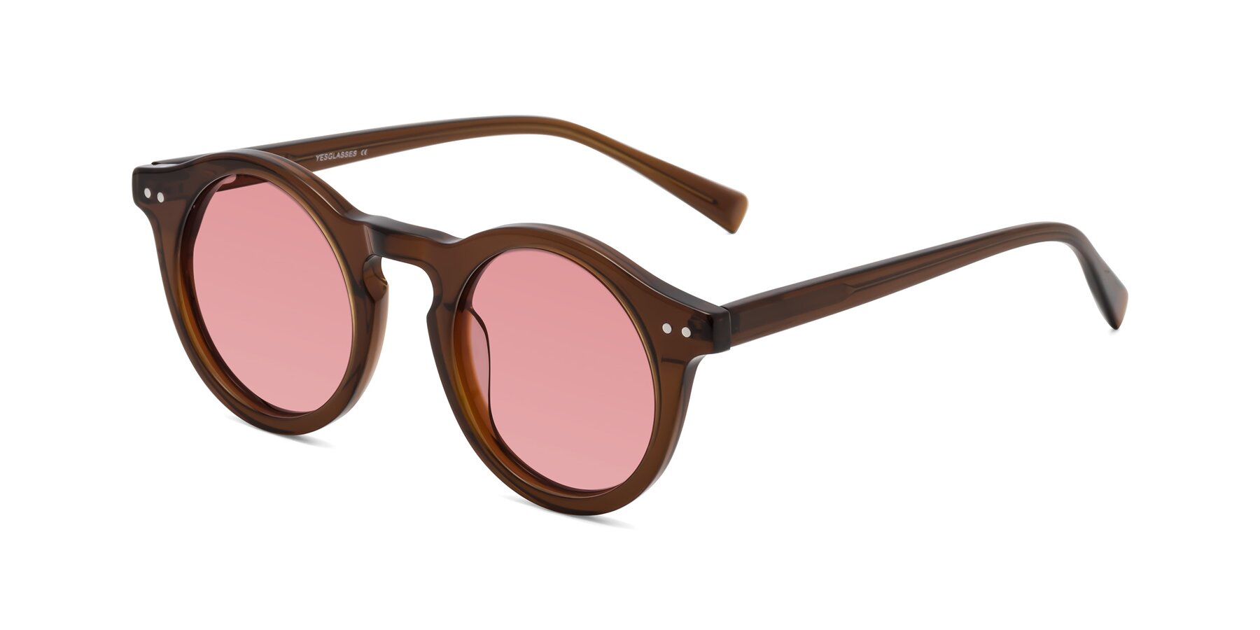 Angle of Baybe in Brown with Medium Garnet Tinted Lenses