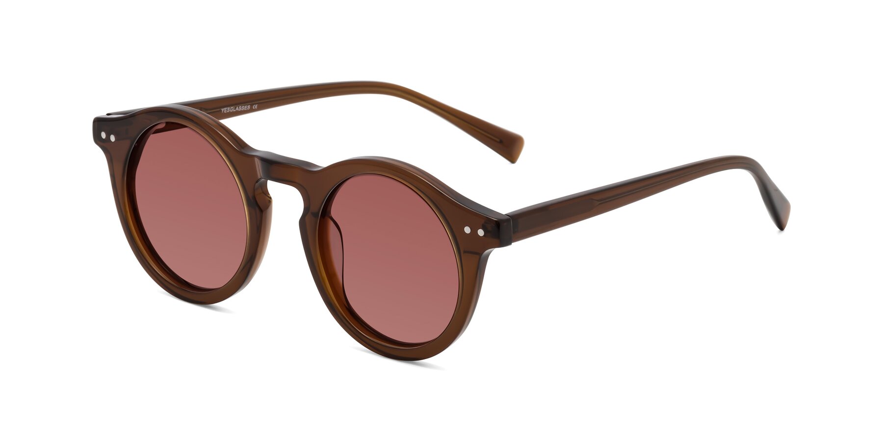 Angle of Baybe in Brown with Garnet Tinted Lenses