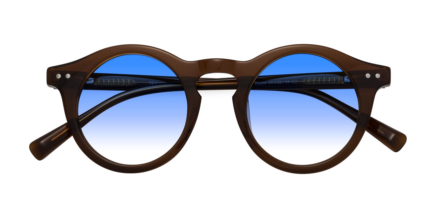 Folded Front of Baybe in Brown with Blue Gradient Lenses