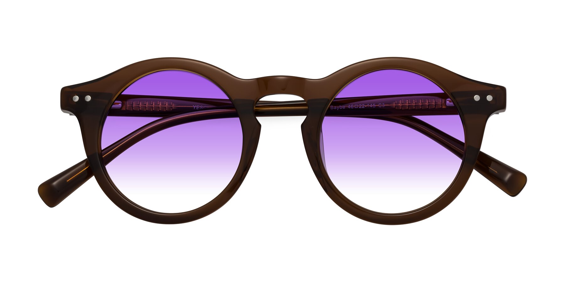 Folded Front of Baybe in Brown with Purple Gradient Lenses