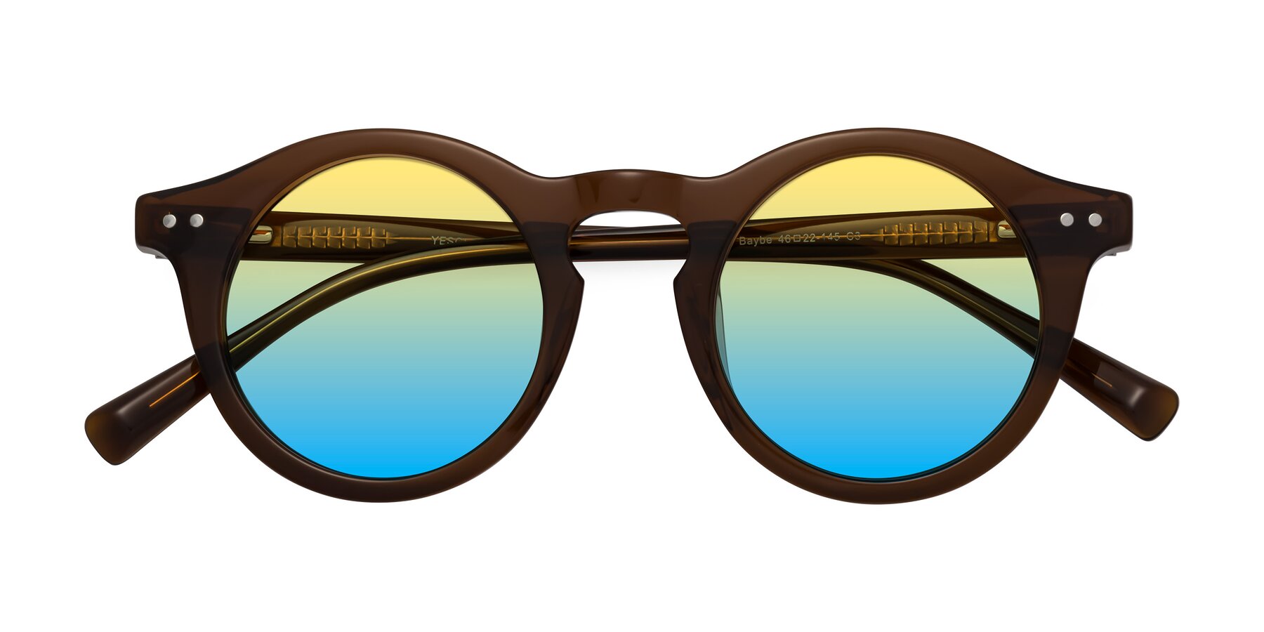 Folded Front of Baybe in Brown with Yellow / Blue Gradient Lenses