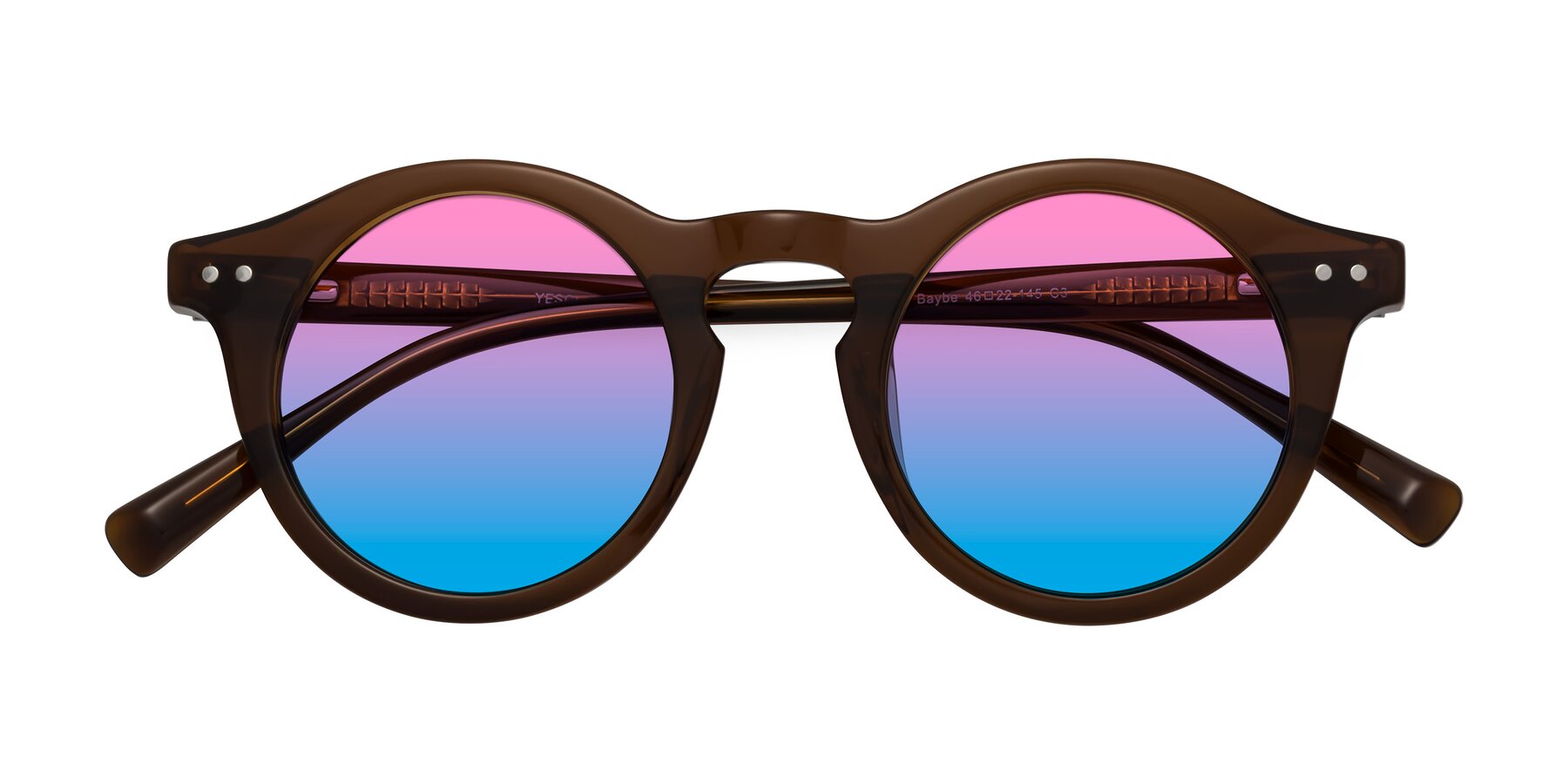 Folded Front of Baybe in Brown with Pink / Blue Gradient Lenses