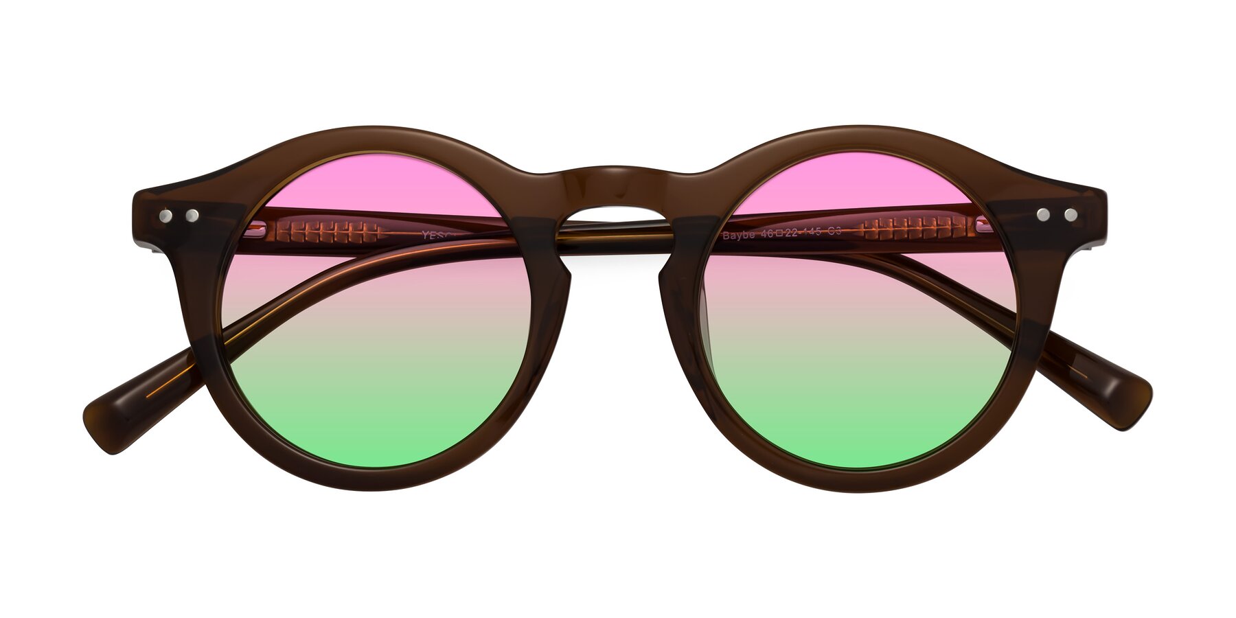 Folded Front of Baybe in Brown with Pink / Green Gradient Lenses