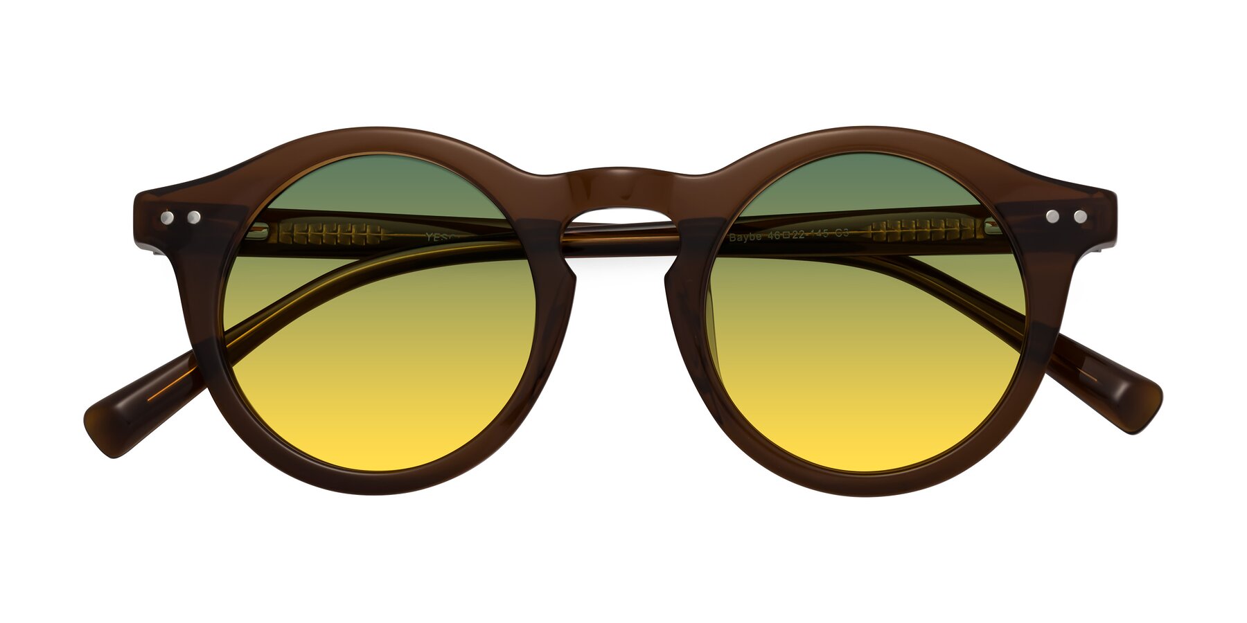 Folded Front of Baybe in Brown with Green / Yellow Gradient Lenses