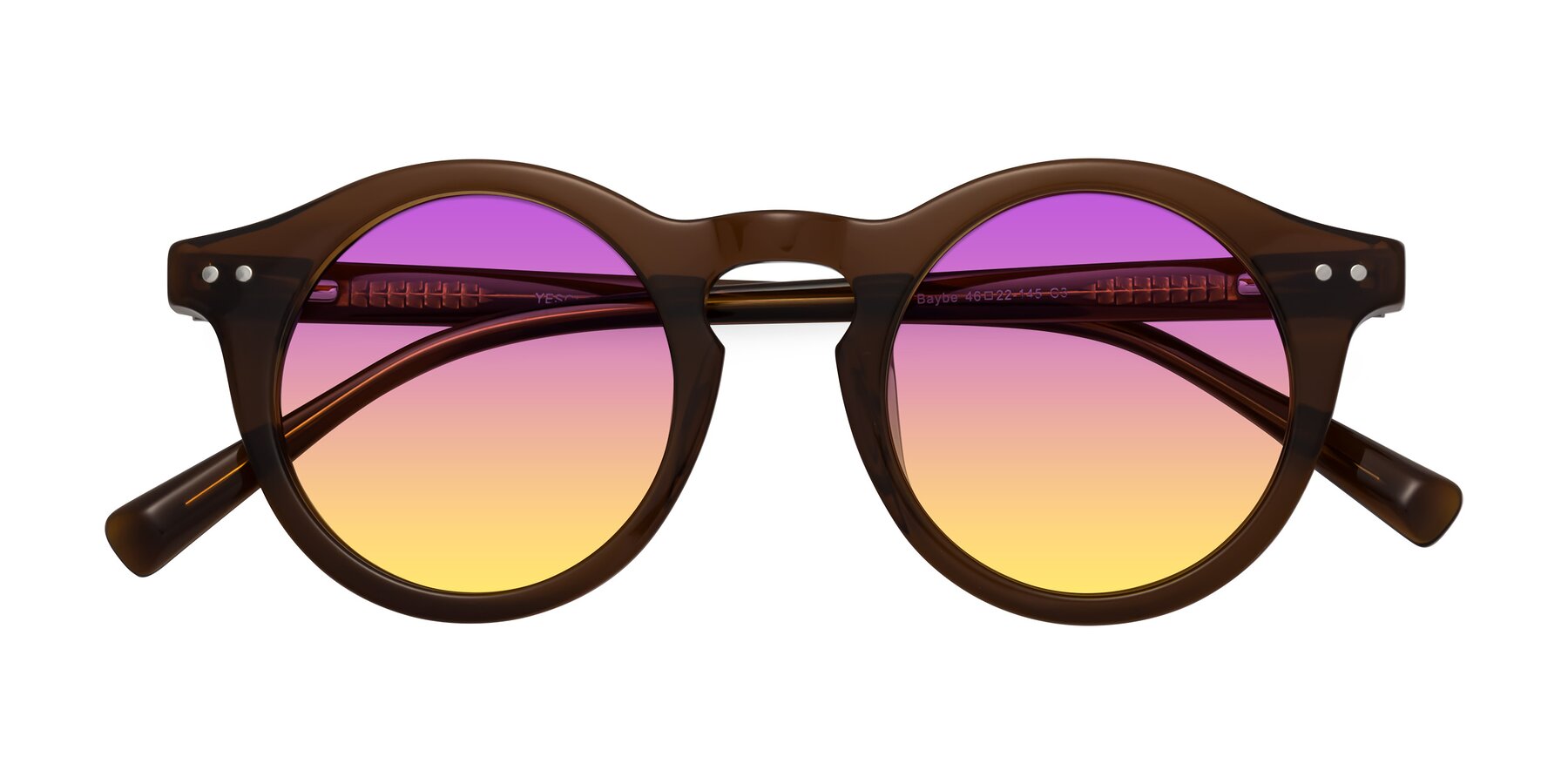 Folded Front of Baybe in Brown with Purple / Yellow Gradient Lenses