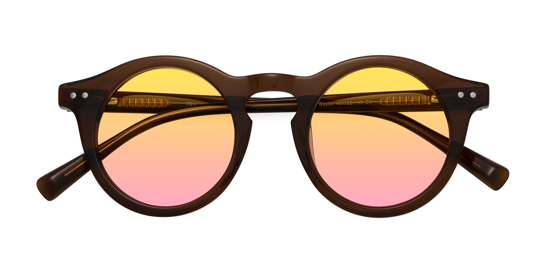 Folded Front of Baybe in Brown with Yellow / Pink Gradient Lenses