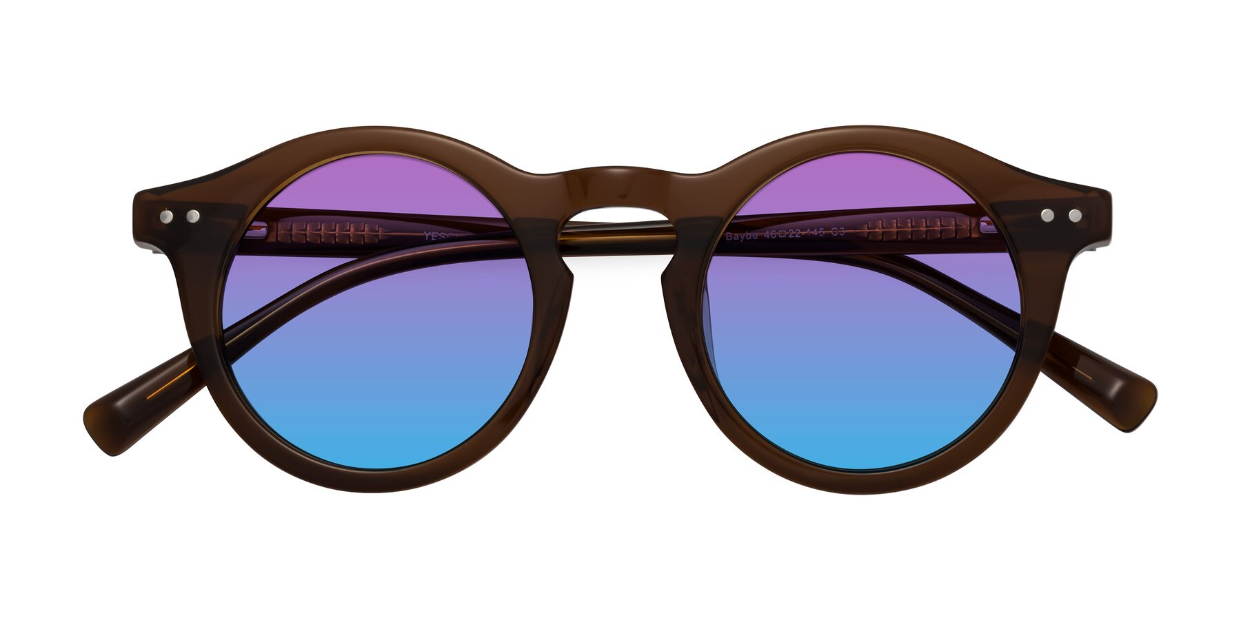 Folded Front of Baybe in Brown with Purple / Blue Gradient Lenses