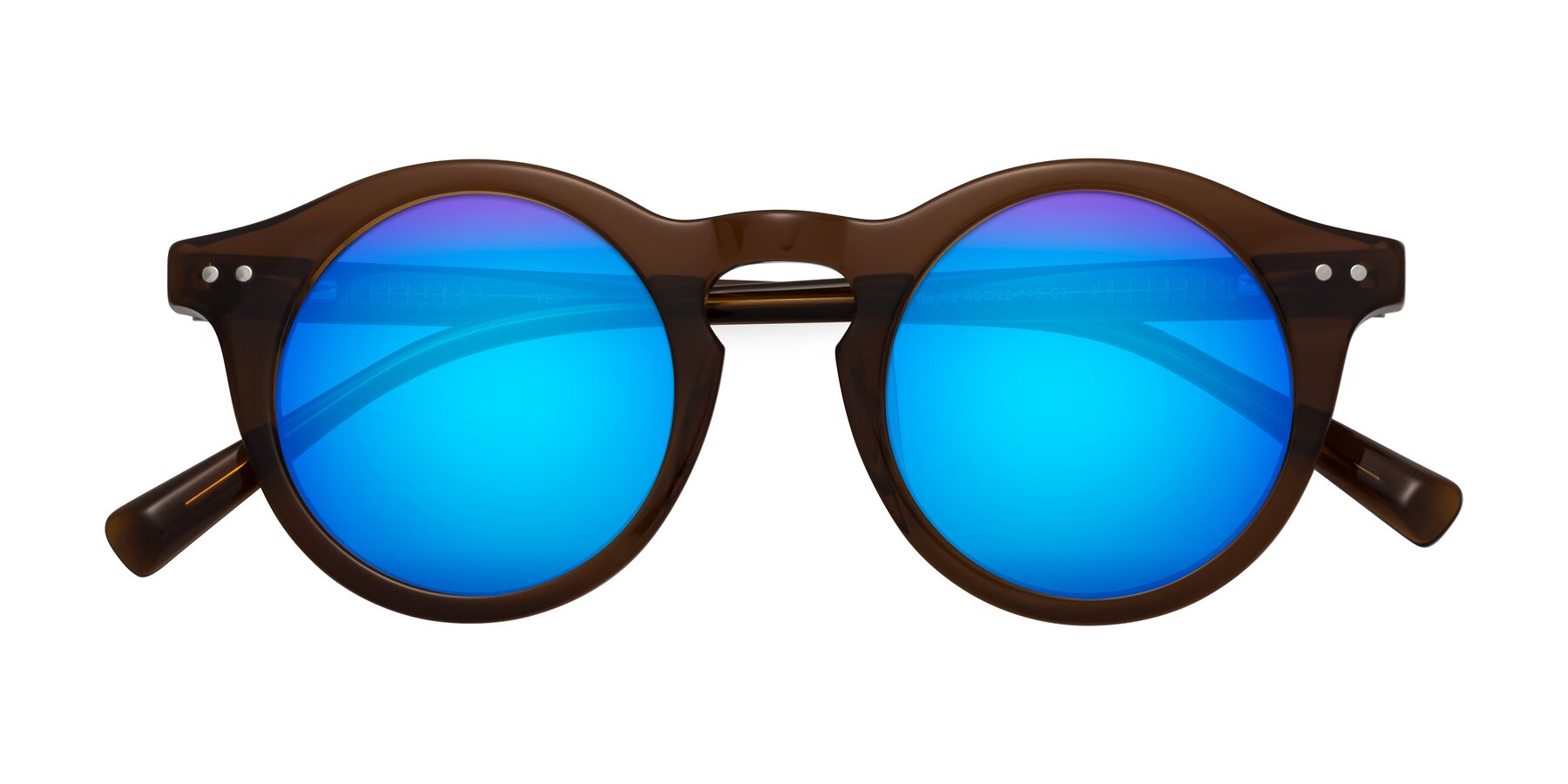 Folded Front of Baybe in Brown with Blue Mirrored Lenses