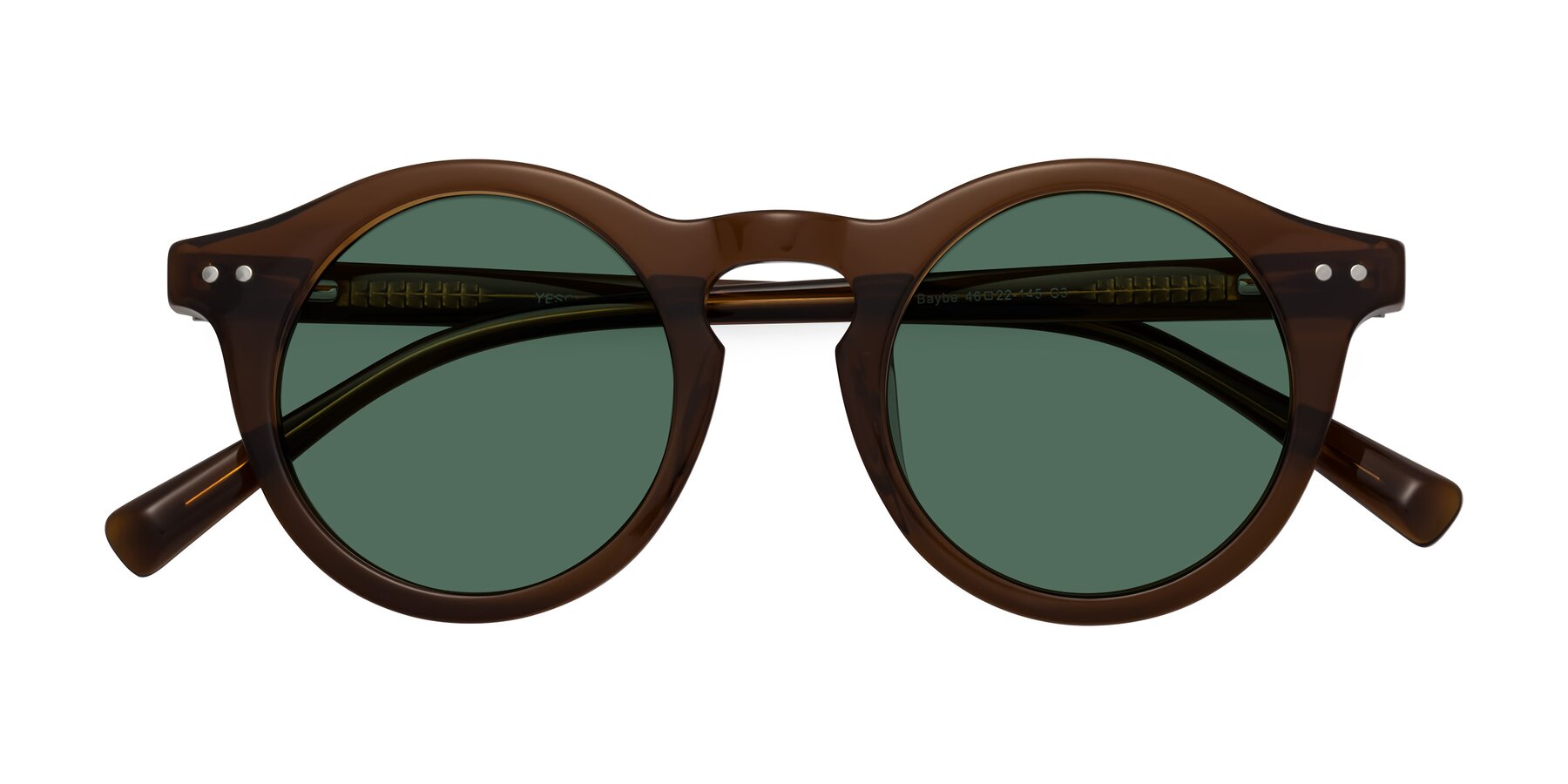 Folded Front of Baybe in Brown with Green Polarized Lenses