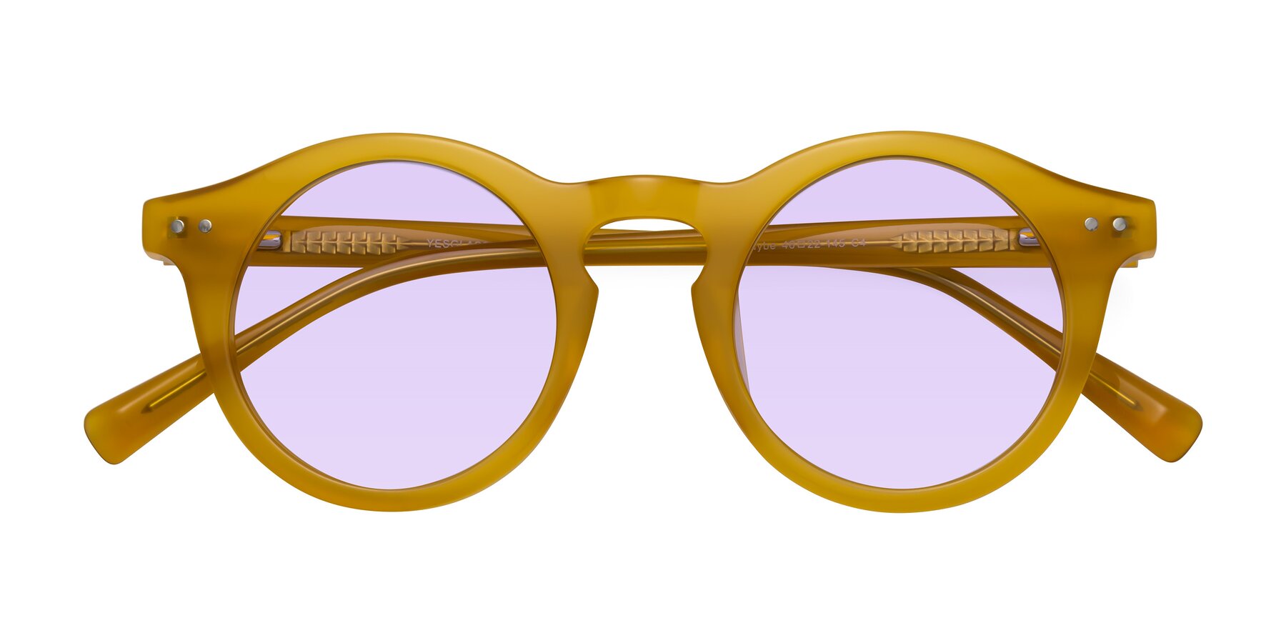 Folded Front of Baybe in Honey with Light Purple Tinted Lenses