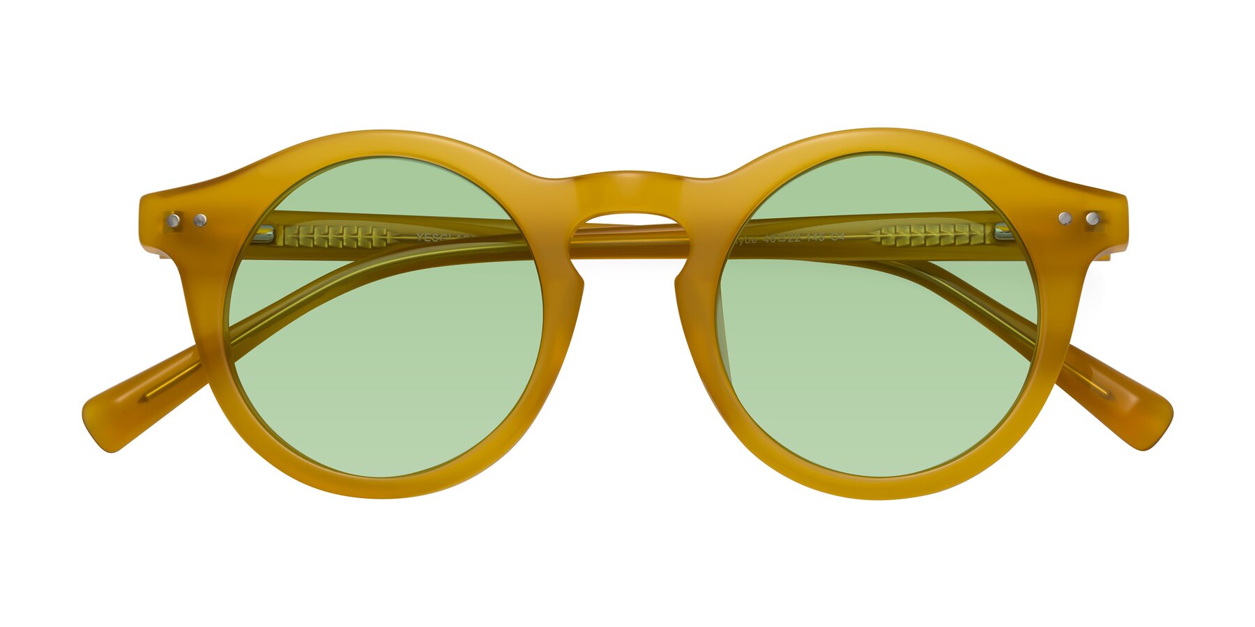 Folded Front of Baybe in Honey with Medium Green Tinted Lenses