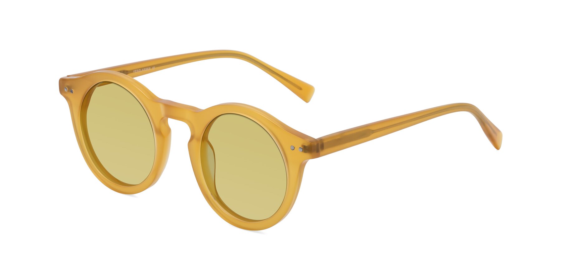 Angle of Baybe in Honey with Medium Champagne Tinted Lenses