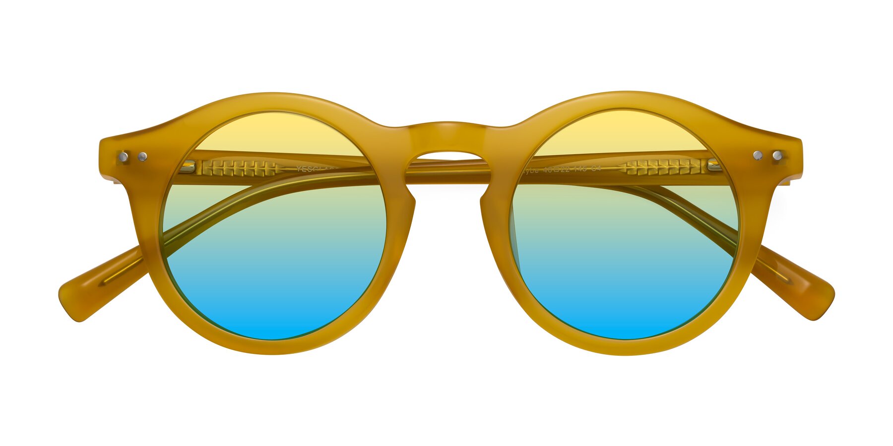 Folded Front of Baybe in Honey with Yellow / Blue Gradient Lenses