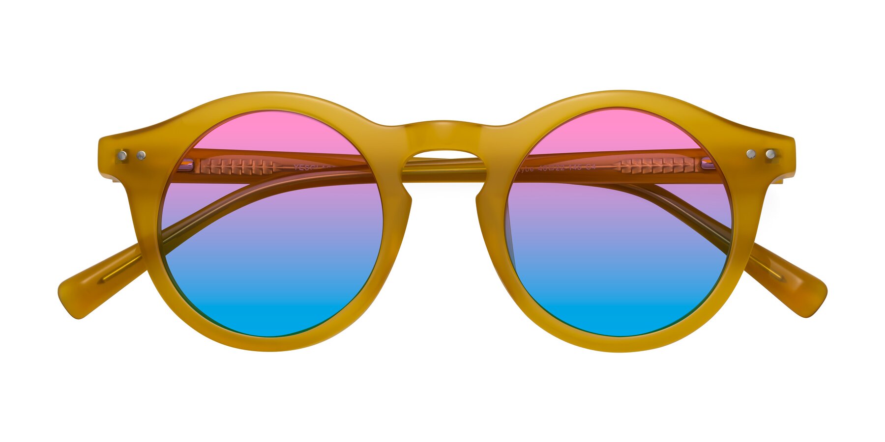 Folded Front of Baybe in Honey with Pink / Blue Gradient Lenses