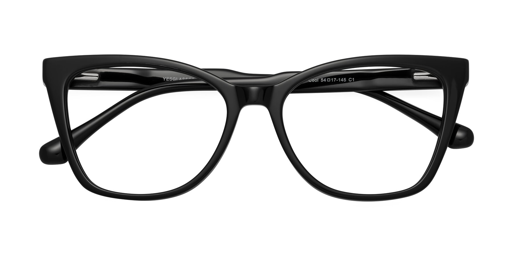 Folded Front of Cool in Black with Clear Eyeglass Lenses