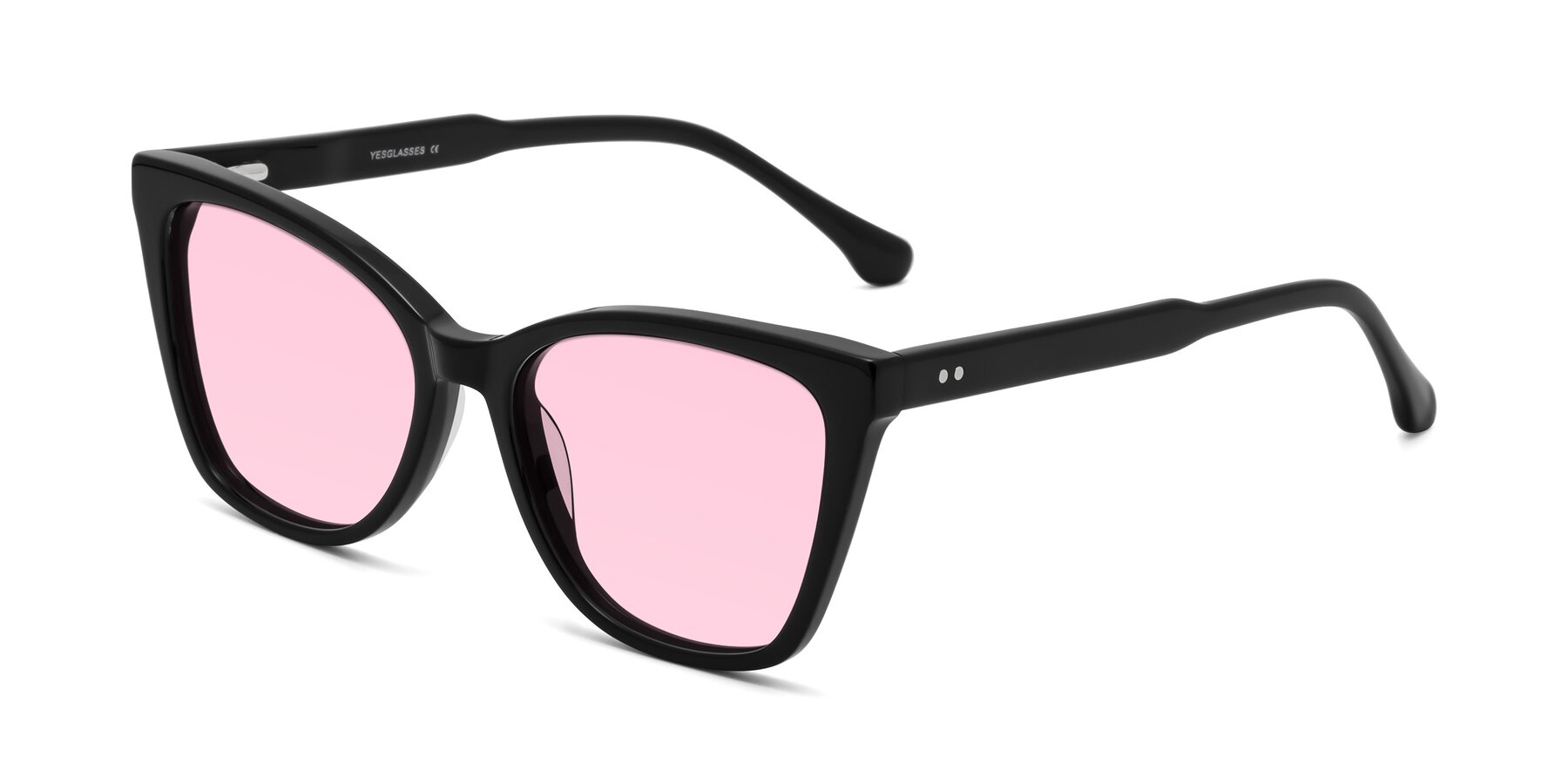 Angle of Cool in Black with Light Pink Tinted Lenses