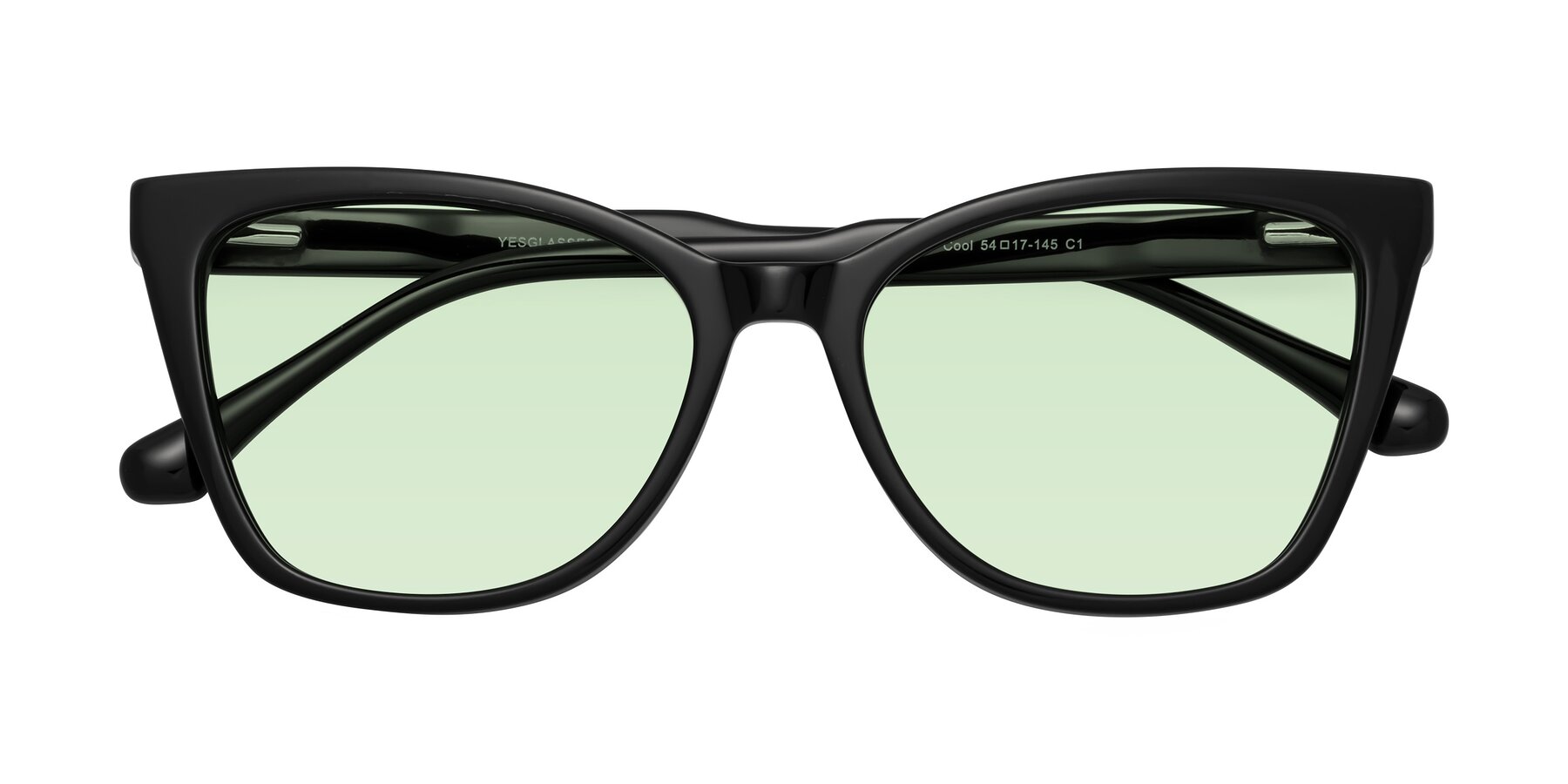 Folded Front of Cool in Black with Light Green Tinted Lenses