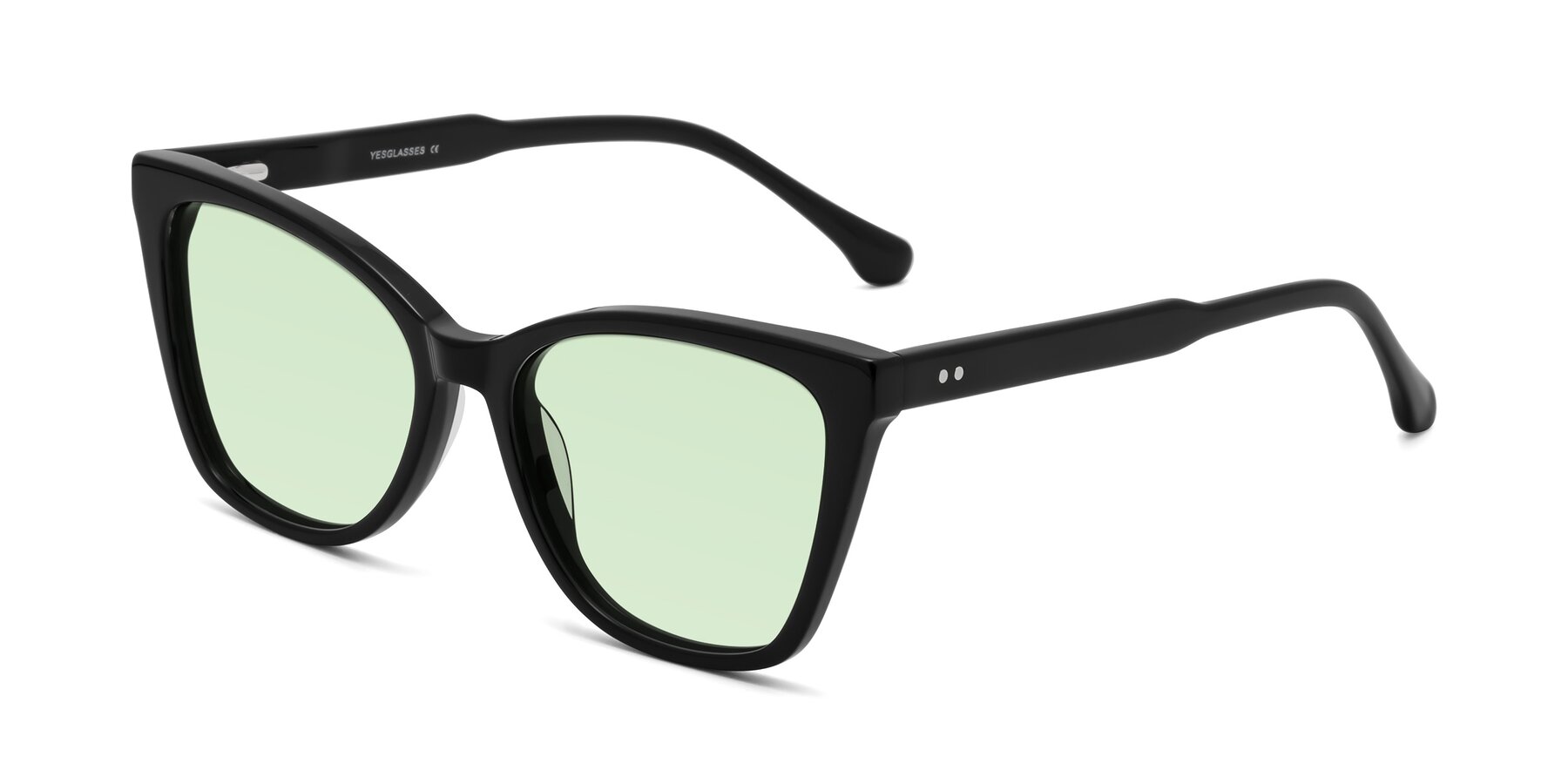 Angle of Cool in Black with Light Green Tinted Lenses