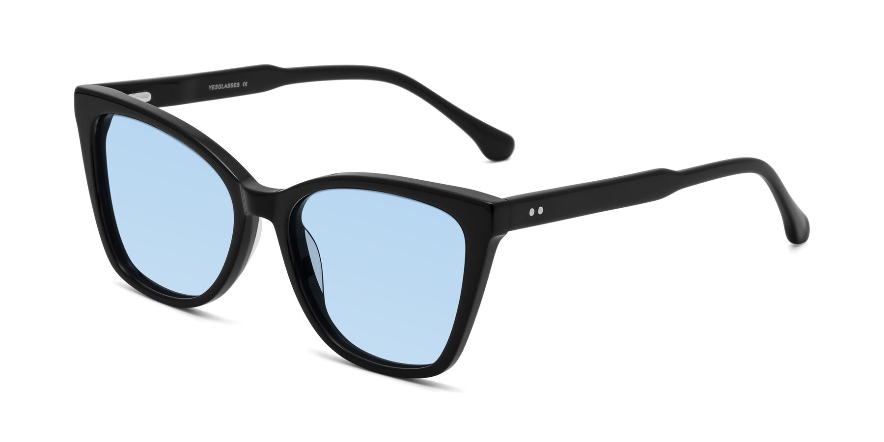 Angle of Cool in Black with Light Blue Tinted Lenses