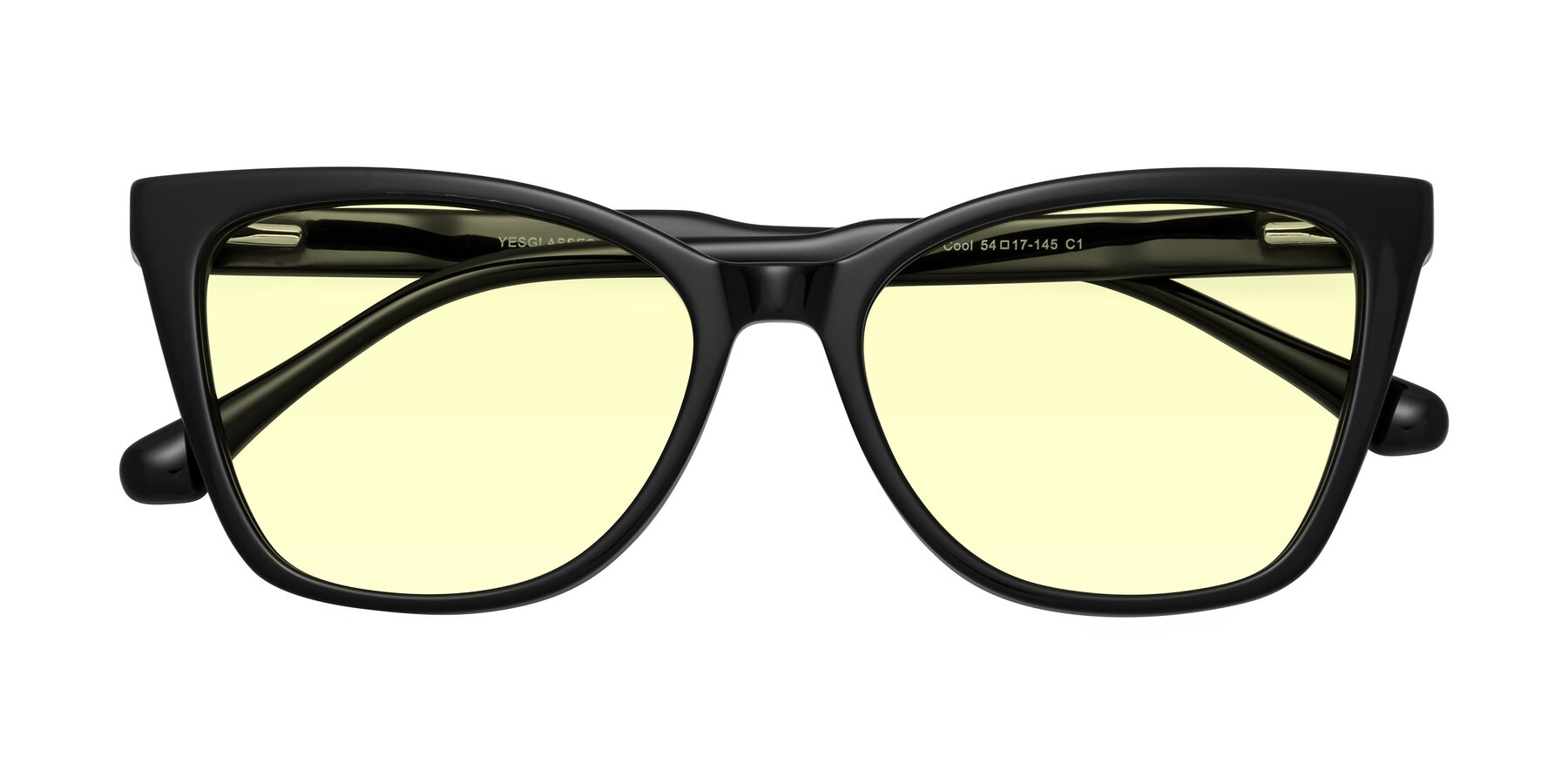 Folded Front of Cool in Black with Light Yellow Tinted Lenses